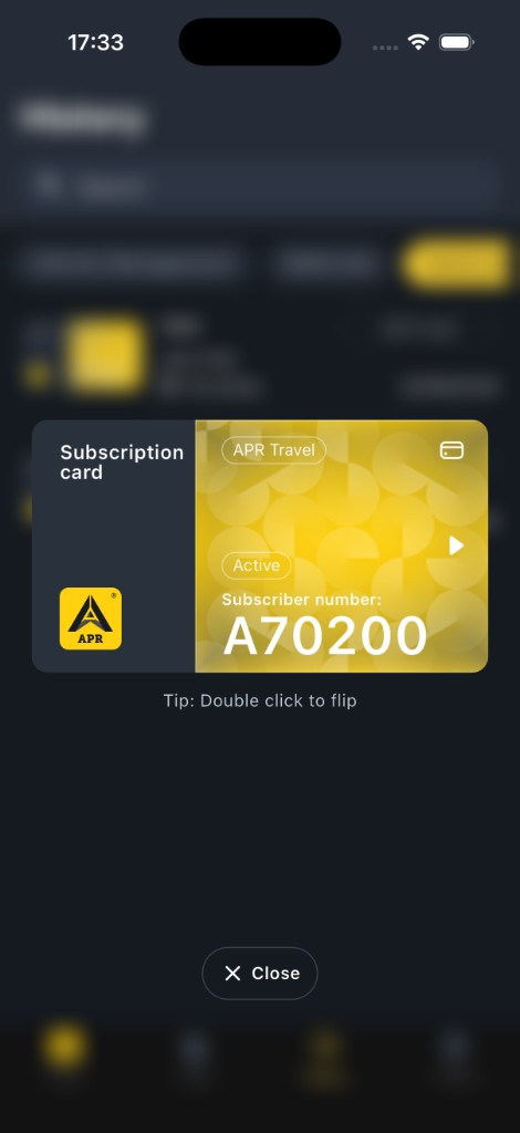 APR subscription card detail